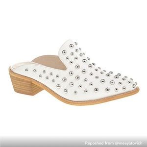 Silver Studded White Mules